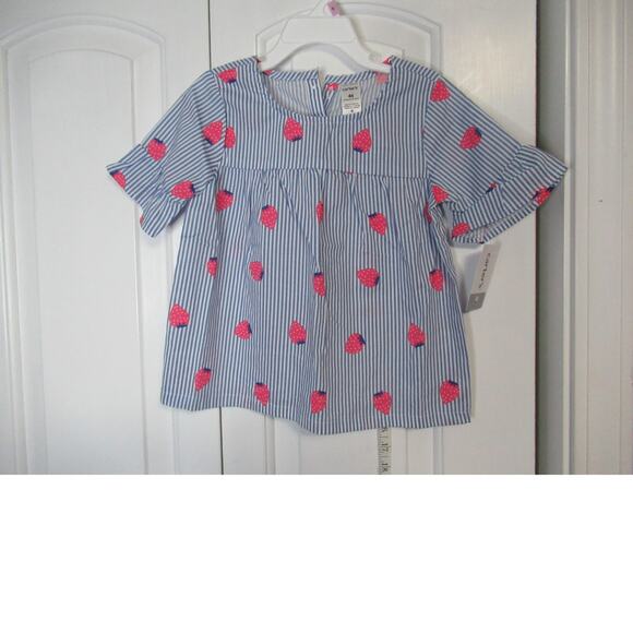 Carter's Other - NWT Carters blue and white stripe strawberry shirt